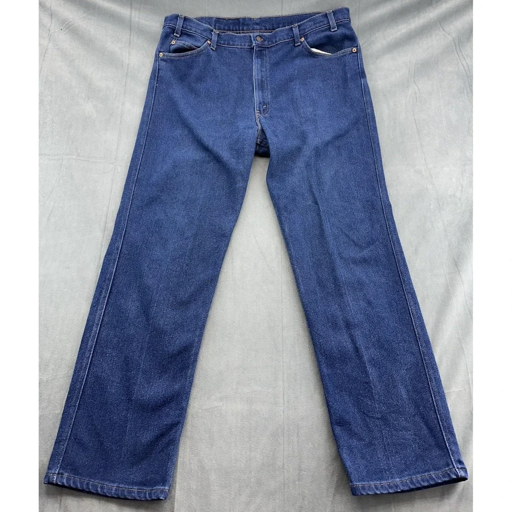Vintage Levis Jeans Mens 42x32 Actual 39x30 Dark Blue Straight Leg USA Red Tag